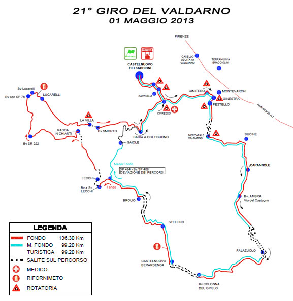 percorso del Giro del Valdarno